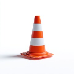 A plain white traffic cone, isolated on a pure white background. Safety, road work.