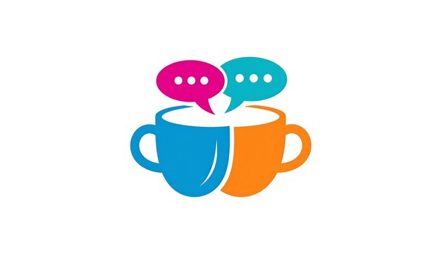 Two joined mugs with speech bubbles above