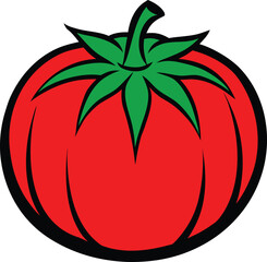 Vibrant Fresh Tomato Vegetable Vector Art