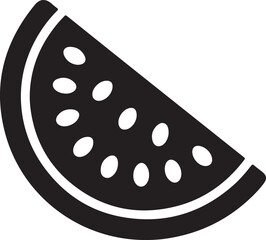 Vector Watermelon Slice Icon: Black and White Summer Fruit Sign Symbol