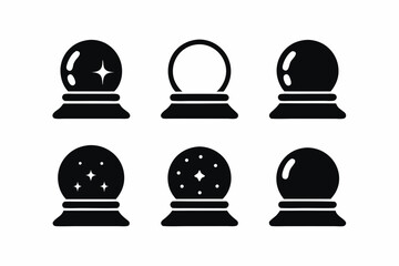 set of Crystal Ball icon vector silhouette illustration isolated on white background