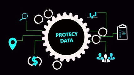 Personal data protection Cyber security data protection business technology privacy concept. Business graph background showing fluctuations of trading stock market.Technology web background with alpha - Powered by Adobe