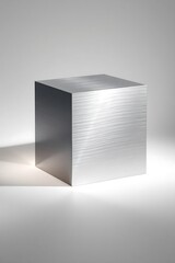 Abstract Silver Geometric Block with Reflective Finish and Sharp Corners, Artistic Studio Shot for Design and Architecture Projects