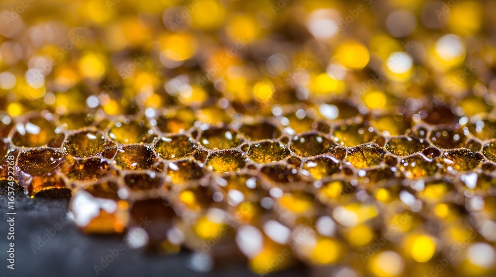 Poster close-up view of a honeycomb-like structure.