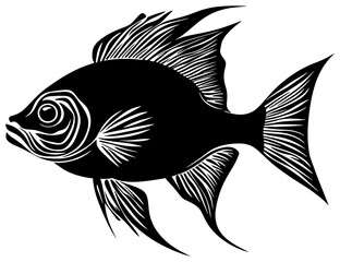 Fototapeta premium Silhouette of a Lone Piranha Lurking in Murky Waters