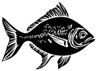 Silhouette of a Lone Piranha Lurking in Murky Waters