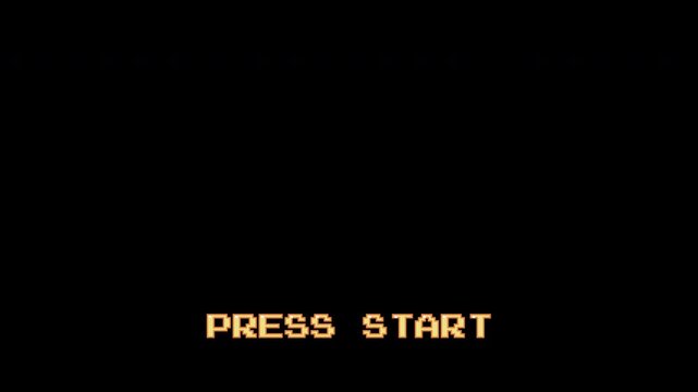 PRESS START. pixel art. 8 bit game. zoom animation. retro game. for game assets in vector illustrations. pixel art 8 bit game from vintage arcade computer. dark background - Powered by Adobe