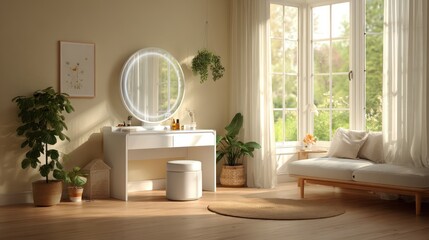 Bright, modern vanity room