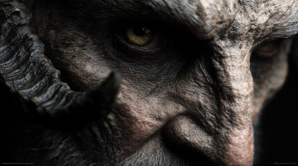 Black background, white and gray skin texture on the face of an old man with yellow eyes,