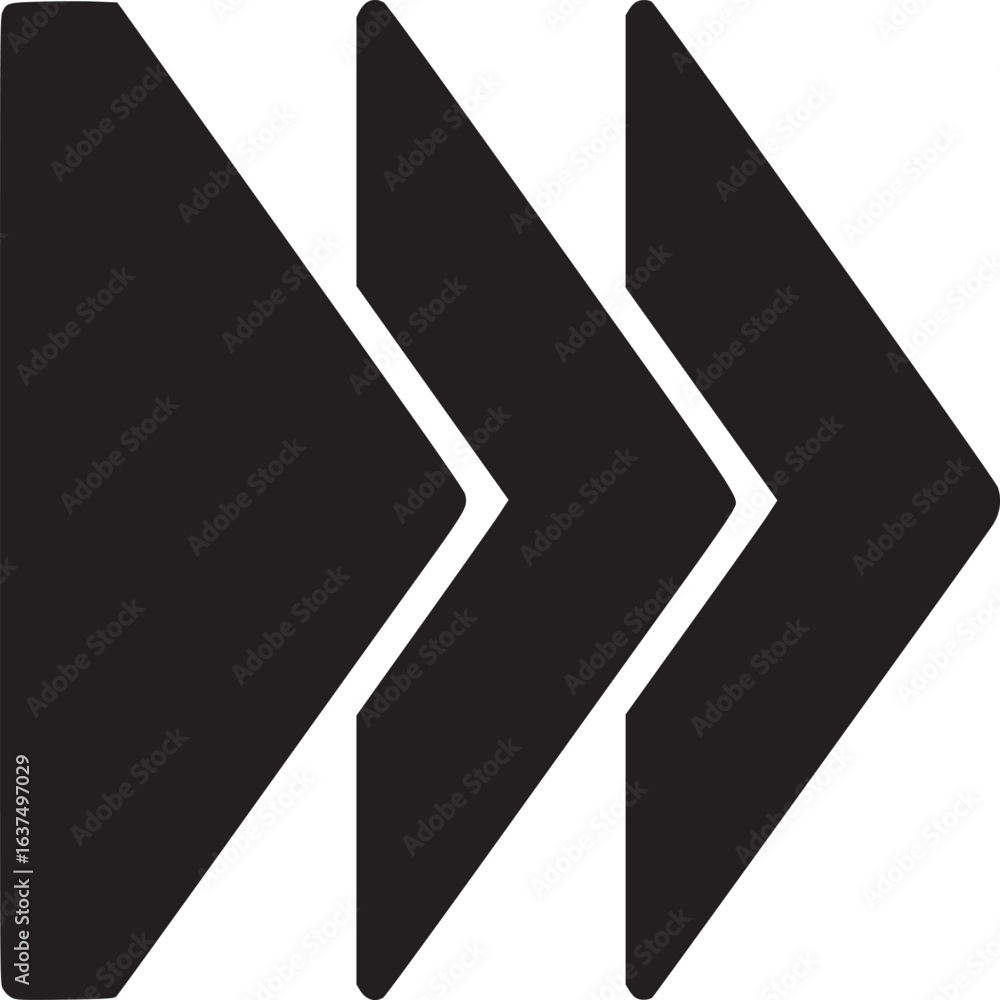 Poster three black arrows pointing right aligned in a row on a white background in a simple graphic design
