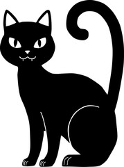 Halloween black cat vector illustration silhouette