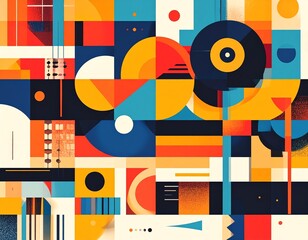 retro music background with vinyl records