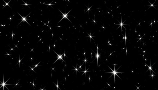 Night sky simulation with varying sizes of white stars on a black background