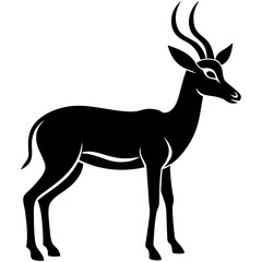 Elegant black silhouette of a gazelle in a minimalist icon style