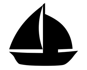 Minimalist illustration of a sailing boat on white background, simple design