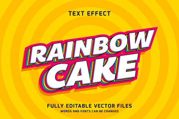 rainbow cake embossed text style with 3d effect