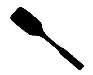 A black and white silhouette of a kitchen spatula on white background