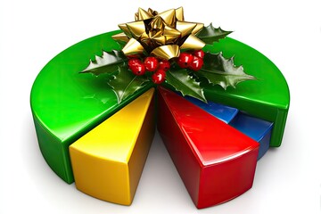 3D pie chart, Christmas themed