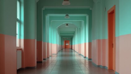 Empty pastel hallway