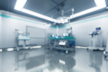 blurred background images depicting a modern, high-tech operating room.