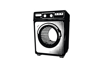 Obraz premium elegant detailed professional high quality A sleek modern washing machine with a silhouette style design featuring a front loading door and a control panel at the top