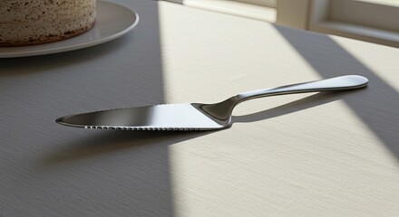 Elegant Cake Server on Light Gray Tabletop.