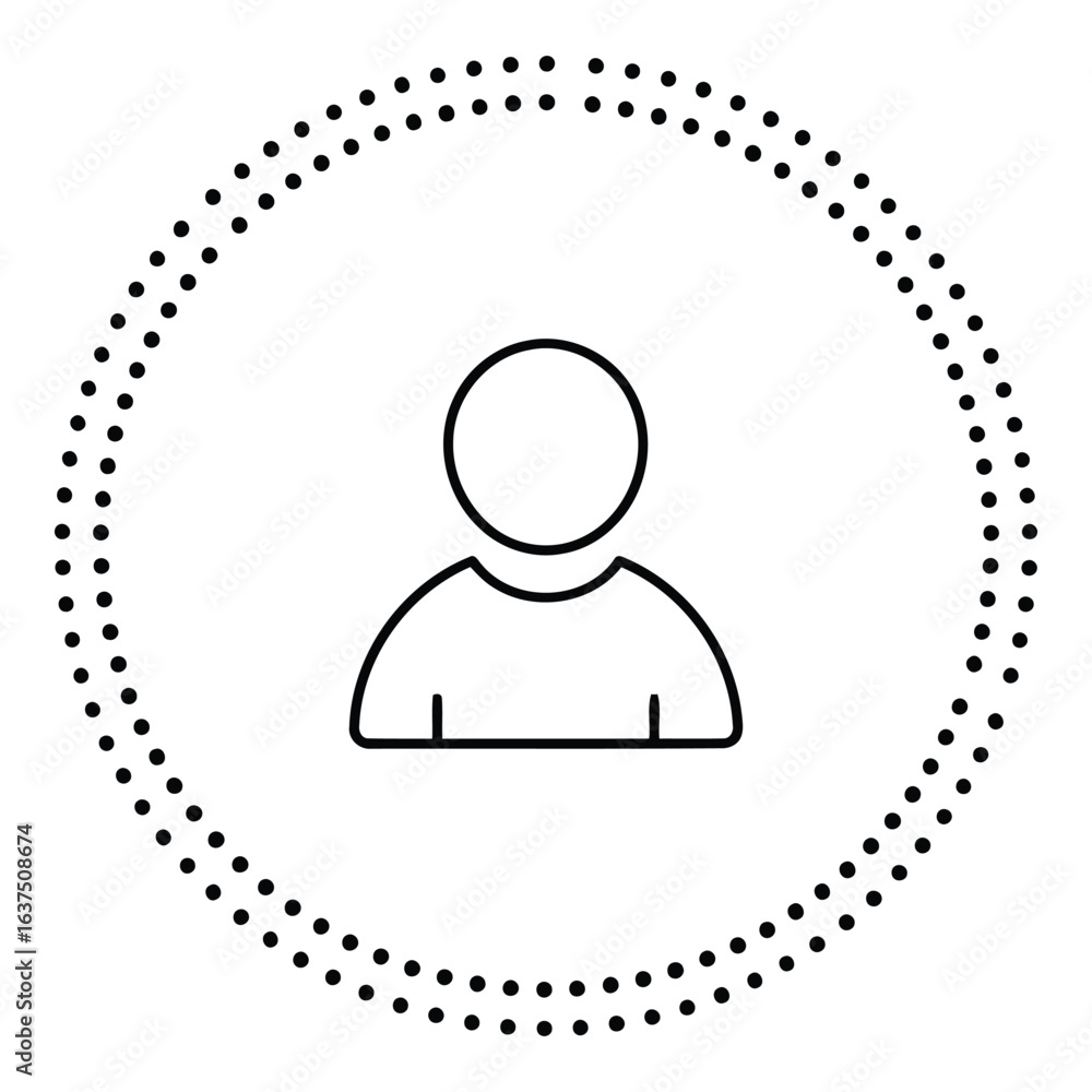 Poster art of user profile icon isolated on white background with dotted circle for online account, social 