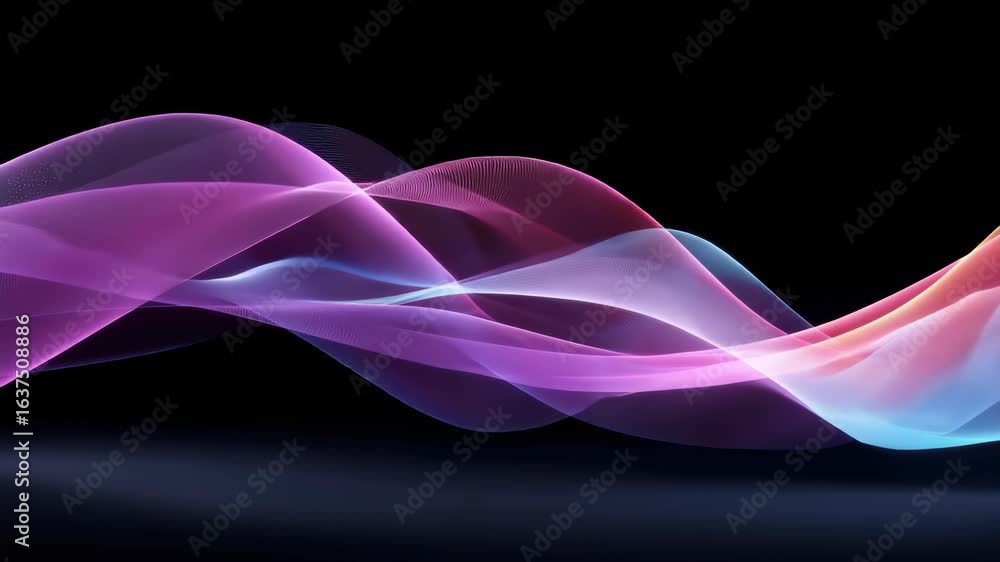 Poster mesmerizing abstract waves vibrant pink and purple flow against dark background, creating dynamic vi