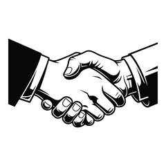 Fototapeta premium Art of monochrome handshake between two business partners isolated on white background, symbolizing agreement and successful cooperation in a professional setting