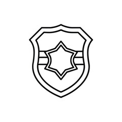 Award Shield Badge Line Art, Security Shield Award Outline, Protective Shield Badge Line Drawing