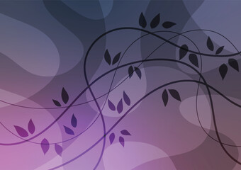Black leaf curve line art abstract background