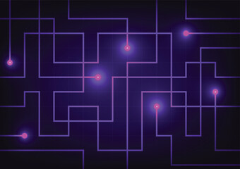 Fototapeta premium Neon light line tech purple geometry background