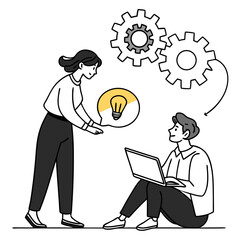 Business people collaborating on a project, sharing ideas and working together isolated on white background