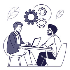 Business people meeting and collaborating on a project, discussing strategy and planning development isolated on white background