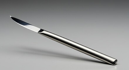 Elegant Stainless Steel Knife on a Gradated Gray Background.