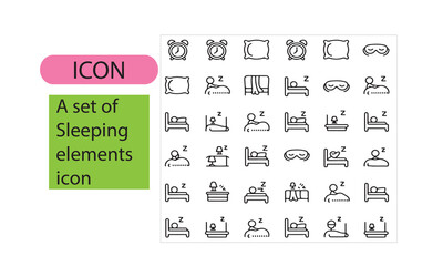 A set of sleeping elements line art icon