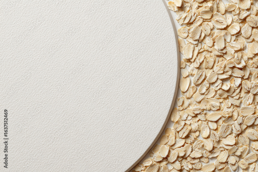 Poster rolled oats close up texture with natural pattern healthy breakfast ingredient organic food concept 