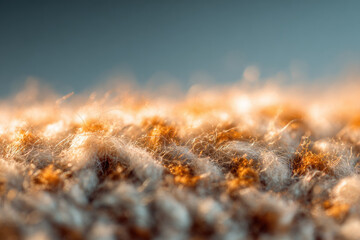 Wool texture close up soft fiber surface warm color macro detail cozy feeling clean studio lighting natural material flat lay inviting and comfortable