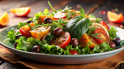 fresh vegetable salad, macro shot, salad design