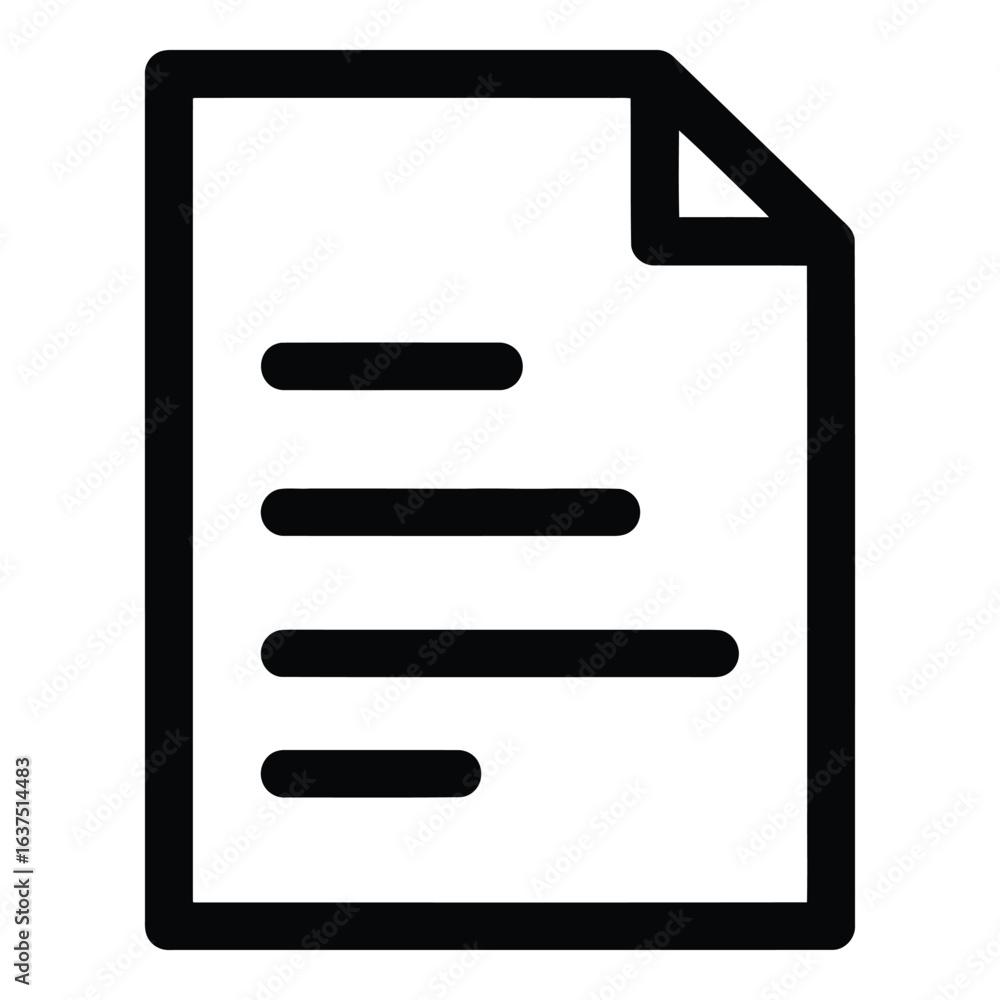 Poster art of simple document icon with folded corner isolated on white background, representing a file, pa