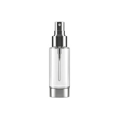 Elegant Clear Glass Spray Bottle with Silver Cap - Mockup for Cosmetics, Perfume, or Essential Oils