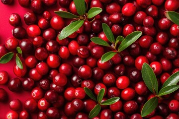 Fresh red cranberry backdrop for holiday decor and culinary inspiration