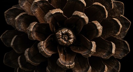 Dark Brown Pine Cone Close Up Macro Photography: Nature's Intricate Design