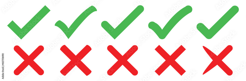 Poster checkmark and x mark icon. check and uncheck icon vector. validation icon vector. for apps and websi