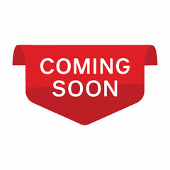 coming soon tag sticker. red label for new upcoming product. transparent png and vector illustration.