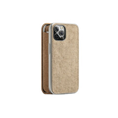 Beige Felt iPhone Case with Silver Trim - Modern Smartphone Protection