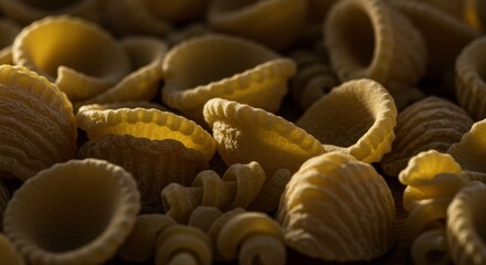 Golden Hour Pasta: Close-Up of Delicate Riccioli and other shapes