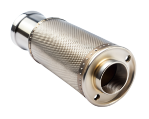 Automotive exhaust muffler pipe isolated on transparent background