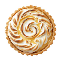 Lemon meringue tart with golden toasted swirls of meringue on crisp pastry crust, showcasing creamy lemon filling and delightful texture contrast