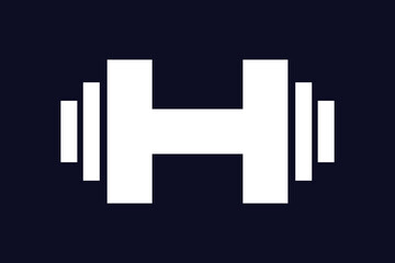 Obraz premium Modern H dumbbell logo design for fitness brand or gym with bold style and dark background